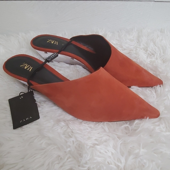 ZARA | LEATHER WEDGES - Picture 1 of 5